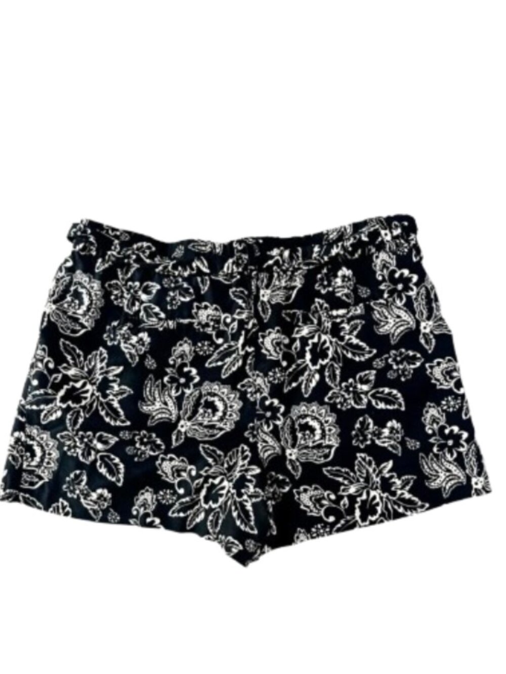 LOFT Black & White Tie Waist Shorts - 8